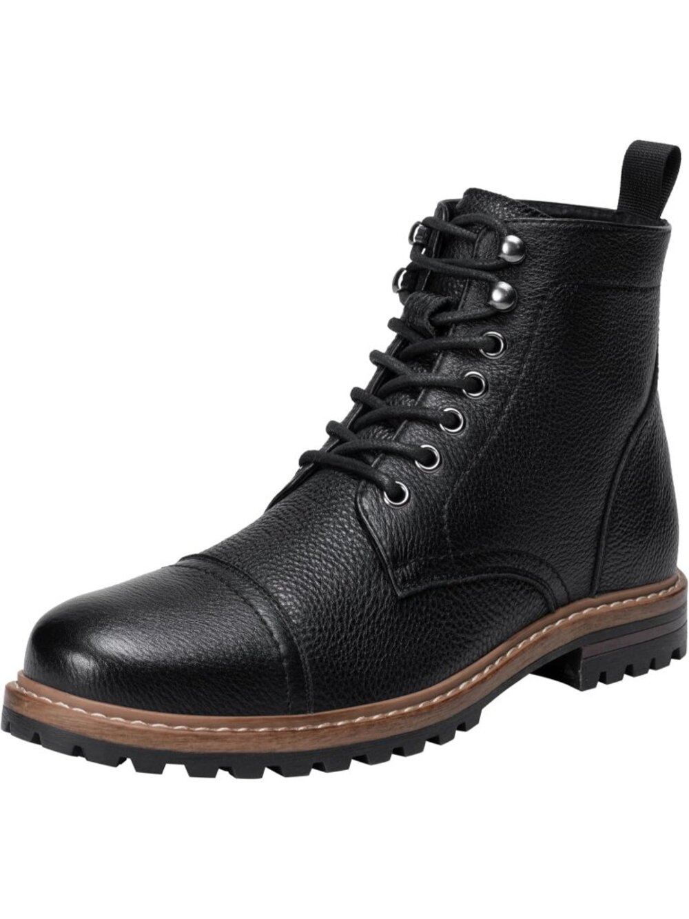 Men's Grain Black Boots Premium Leather Cap Toe Casual Boots Chukka Dress Boots